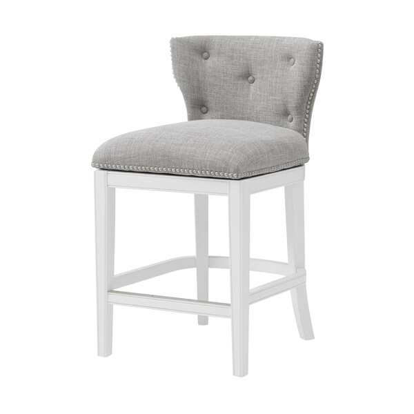 Alaterre Furniture Miranda Swivel Counter Height Bar Stool, White, 2PK ANMR01FDCR2 - main